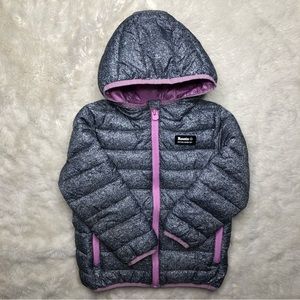 Roots Puffer Jacket Hooded Grey & Pink Size 5T